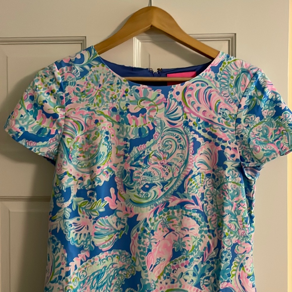 Pastel paisley Lilly Pulitzer dress with built in shorts.